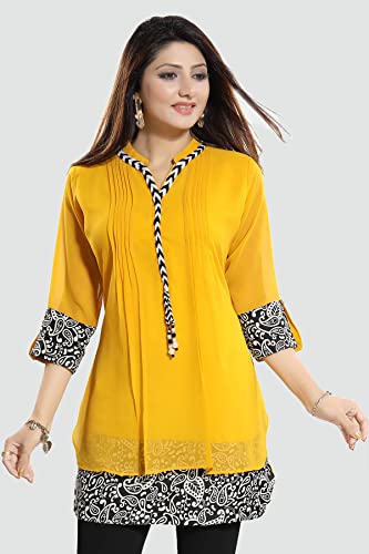 Image of Keshubaba Women's Short Tunics with Neckline Embroidery |Kurti Tops | Short Kurti | Short Kurti for Women | Short Kurti for Girls