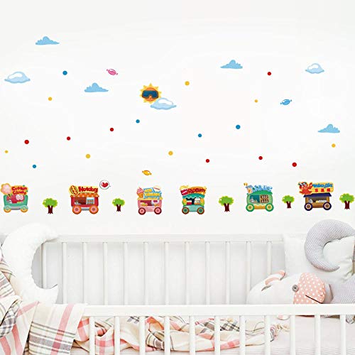 Onlymygod Happy Trolley Cartoon Train Habitación para niños Mesita de noche Nursery Sticker de pared 48x55cm