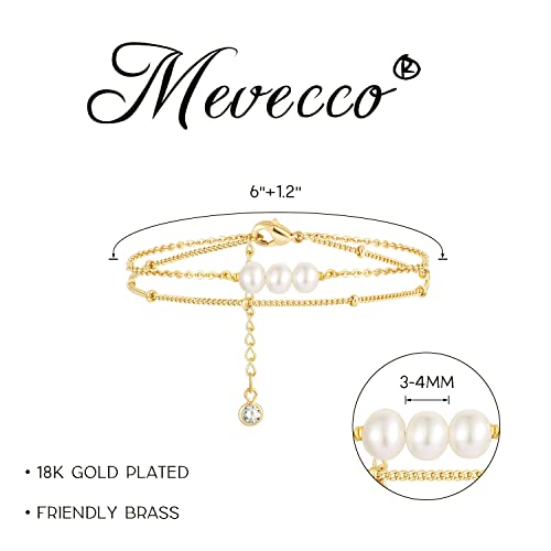 Image of MEVECCO Bracelet for Women 14K Gold Plated Dainty Chain Simple Jewelry Cute Handmade Minimalist for Her