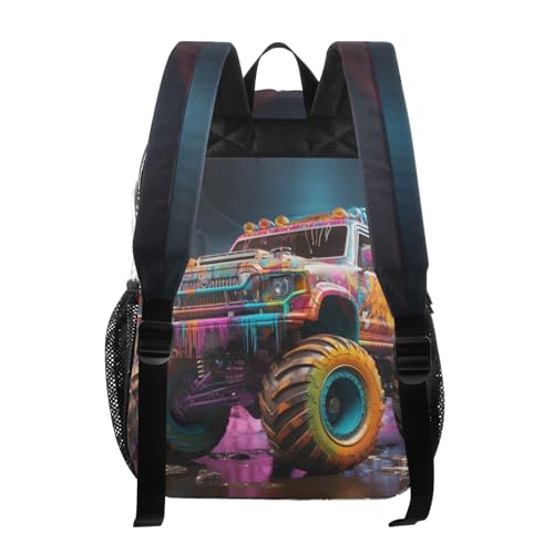 Colorful Truck Clear Backpack Lightweight Large Capacity See Through Bookbag Transparent Daypack Bag, 12L3