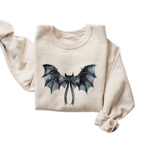 Coquette Bat Sweatshirt, Gothic Halloween Sweatshirt, Spooky Coquette Trendy Shirt, Halloween Bat Sweatshirt