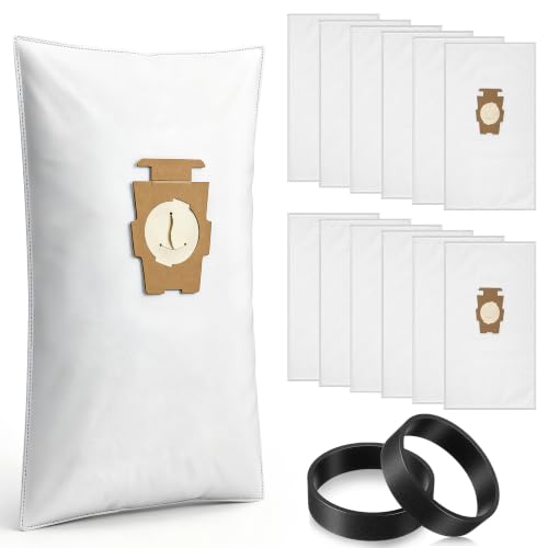 Image of 12 Vacuum Cleaner Bags and 2 Belts Compatible with Kirby G Series (White) | Compatible with Kirby G3, G4, G5, G6, G7, Ultimate G, Diamond Edition, 197394, 204803, 205803, Vacuum Dust Bag Replacement