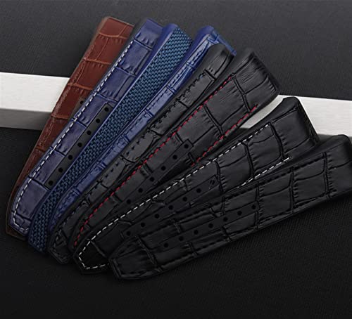 Bracelet de montre noir 28mm boucle pliante en nylon silicone et cuir - 3