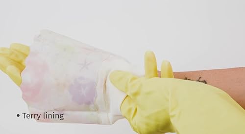 Miniatura 5 de 2 pares de guantes para el hogar sin látex guantes de limpieza con forro suave puño largo impermeable