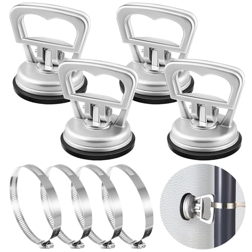 Zonon 4 Pieces RV Generator Exhaust Extension Kit Silver Metal Suction Cup Mount Helps Stabilize Venting System to Your RV Camper Trailer Car