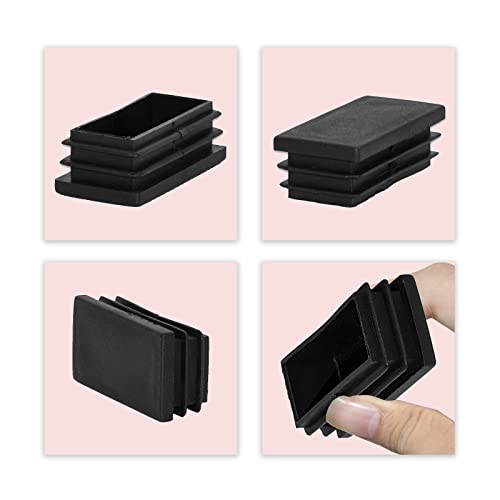 Image of Flyshop 8 Pack Black Chair Glide Inserts Plastic Plugs Rectangle Pipe Tubing End Caps 30 x 50 mm, 1-3 /16 inch x 2 inch