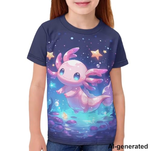 Image of Novelty 3D Graphic T Shirts for Kids Crew Neck Funny Animal Print Short Sleeve Girls Tshirts 3-16 Years