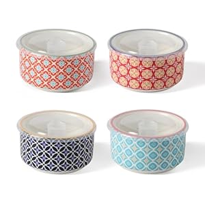 Ceramic Bowl Set with Lids, Serving...