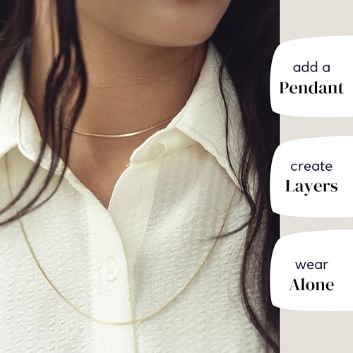 KISPER Italian 18K Gold Plated 925 Sterling Silver Diamond Cut Box Link Chain Necklace – for Women & Men with Spring Ring Clasp – Made in Italy3