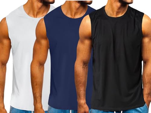 HOTCAT Lot de 3 débardeurs pour homme - Sans manches -...