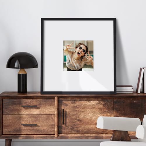 Image of upsimples 18x18 Picture Frame, Display Pictures 8x8 with Mat or 18 x 18 Without, Wall Hanging Square Frames, Black, 1 Pack