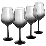 RAKLE Wine Glasses Set of 4 – 16.5oz Black Long Stem Wine Glasses for Red and White Wine – Premium Lead-Free Glassware – Elegant Gradient Colored Wine Glasses – Ideal for Home Bar, Restaurant, Party