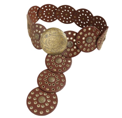 Wide-Disc-Belt-Womens Western-Chunky Concho-Punk Boho-Hollow-Waist-Belt for Dress Jeans