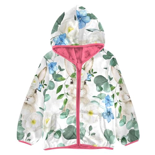 OTVEE Easter Bunny Spring Flowers Kids Hoodie Jacket Fall