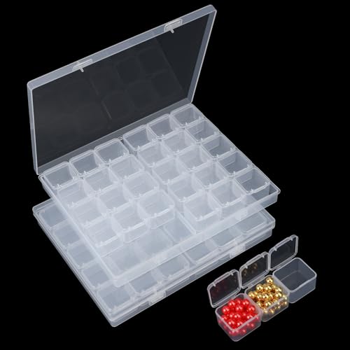Segbeauty Diamond Painting Boite Rangement, 2 Pcs 30 Grilles Boite Rangement Perles, en Plastique,avec Compartiment Amovible, Transparent