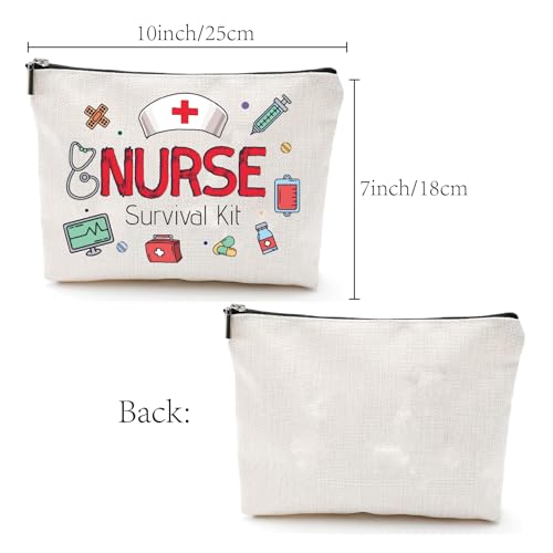 CREATCABIN Krankenschwester-Überlebenskit-Tasche,Krankenschwester-Make-Up-Tasche,Polycotton,Mehrzweck-Kosmetikarbeit,Federmäppchen,Beuteltasche Reißverschluss,Canvas-Reisetaschen Für,Frauen,18x25cm