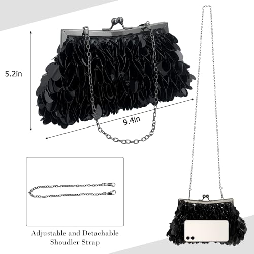 Image of Sparkly Evening Clutch Purse for Women Elegant Sequined Party Bag, Glam Wedding, Prom, Cocktail Night Out Clutch