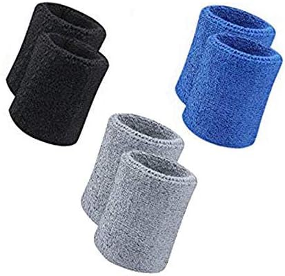Cotton Sweatband/Wrist Band/Wrist Support For Gym And Sports 3 Pairs With Best Colour Combination, Multi-Coloured