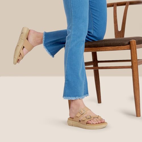 Image of KazarMax Women Magnolia Lightweight Double Strap | Cushioned | Bounce Back | Comfortable Flat Sandals