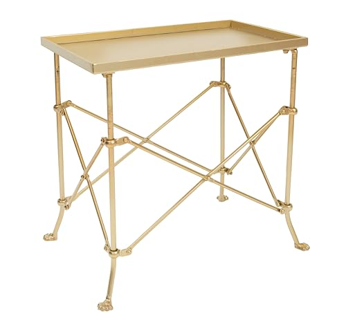 Creative Co-Op Vintage Rectangular Metal End Table with Claw Feet,