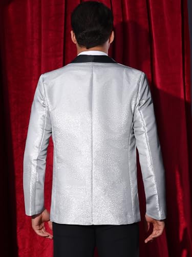 Lars Amadeus Glitter Tuxedo for Men's Shawl Lapel Wedding Metallic Party Sparkly Blazer3