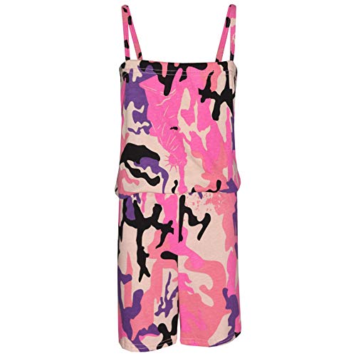A2Z - Mono de verano para niña, diseño de camuflaje para niños, color rosa, de moda, todo en uno, para la nueva edad de 5 6 7 8 9 10 11 12 13 años