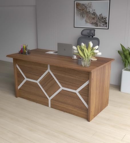 Image of COUCH CULTURE Craze Engineered Wood Study Table - Leon Teak | Multi-Purpose Study Table | | Computer Table | Office Table | 1 Year Warranty.
