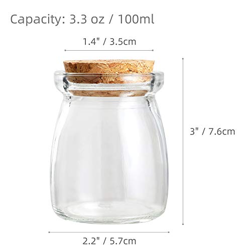 Magic Season Decorative Glass Bottle with Cork Stopper (3.3 oz. Pudding Bottles / 6 Pcs)