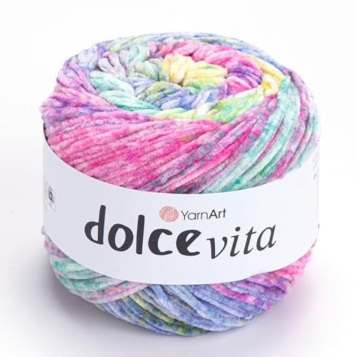 YarnArt Dolce Vita Yarn 100% Micro Polyester Soft Chenille Yarn for Knitting & Crochet 150g (5.29 oz) 260m (284 yds) Medium Weight Ideal for Plush Toys Blankets & Cozy Projects (3411)