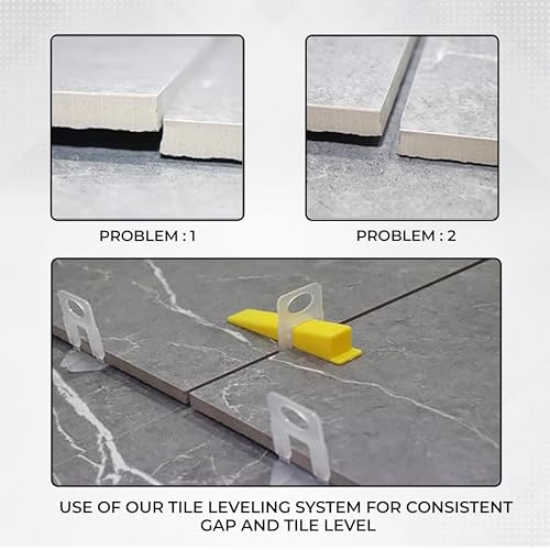 Image of Robustt Tile Leveling System Wedges (Yellow) - Tile Leveler Clips DIY Tile Leveler Spacers for Professional Floor Tiles, Ceramic Tile and Stone Installation - Pack of 200