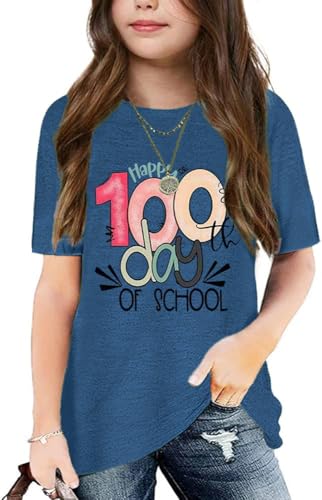 Image of Graphic Tees for Girls Kids Summer Tops Crewneck Short Sleeve T Shirt 5-14 Years