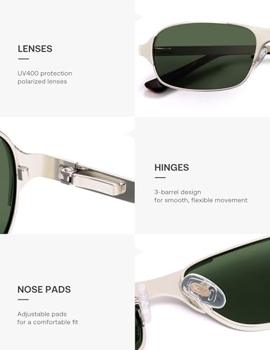 Image of SOJOS Retro Rectangle Polarized Sunglasses for Men Women, 70s 80s Vintage Small Square Sunnies SJ1267