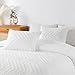Andency White Comforter Queen, Boho Soft Fluffy Warm Lightweight Bedding Comforter Sets for Queen Bed, 3 Pieces Chevron Tufted Aesthetic Microfiber Lightweight Comforter Set