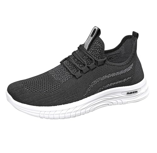 Zapatillas deportivas para hombre, gruesas, ortopédicas, transpirables, de malla, ligeras, con plantilla, anchas, con cordones, antideslizantes, para correr, para hombre, Negro3, 41 EU