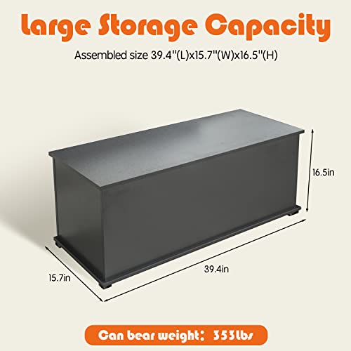 Nicemoods 40" Storage Chest Trunk Modern Wood Chest Kids Toy Box Organizer With Lift Top And 2 Safety Hinges Sturdy And Large Storage Trunk For Any Playroom, Stool Entryway Bedroom Living Room Black #TOP3