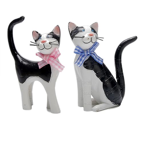 Wisifayardin 2pcs Black Cat Figurines Set - Cat Statue - Whimsical Cat Decor for Cat Lover - Cat Room Decor -3.7'' L X 2.9'' W X 1.5'' H