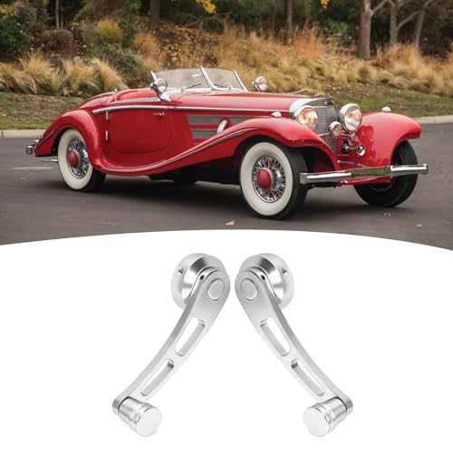 Image of 2PCS Universal Window Crank Handle Replacement, Silver Alloy Window Winder Riser for Classic Car & Truck, Includes Installation Tools & Hardware