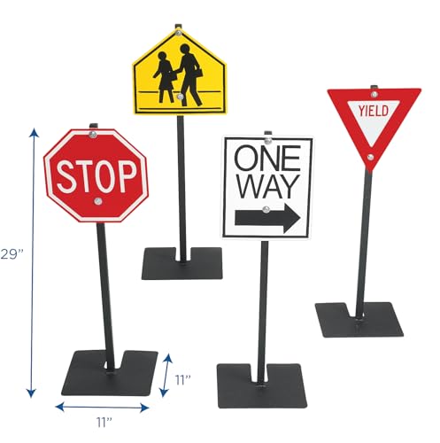 Children’s Factory Traffic Signs Set of 4, Outdoor Play Equipment for Daycare, Preschool, Playground, Kids Playhouse