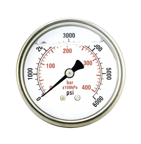 Manomètre remplit de liquide 6000psi avec boîtier inox et raccordement arrière