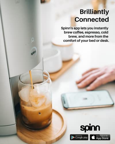 Spinn Espresso & Coffee Machine, Smart Wifi Automatic Coffee Maker, Cold Brew & Espresso Machine Combo With Programmable Centrifugal Brewing & Grinder, Water Supply Line Compatible, No Refills, Silver #TOP2