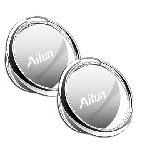 Ailun Phone Ring Stand Holder 2 Pack Compatible with iPhone12 Pro Mini Max X 8 7 6 6s Plus Galaxy S9 S8 Plusand More Universal 360°Rotation Cellphone Finger Ring Kickstand Grip Silver Black