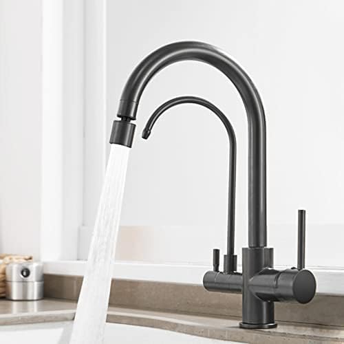 3 Voies De Cuisine 3 En 1 Avec Sortie D'eau Potable Filtrée Pour Filtre À Eau Raccord D'évier Rotatif À 360° Chrome Monomode,Noir,mode Unique