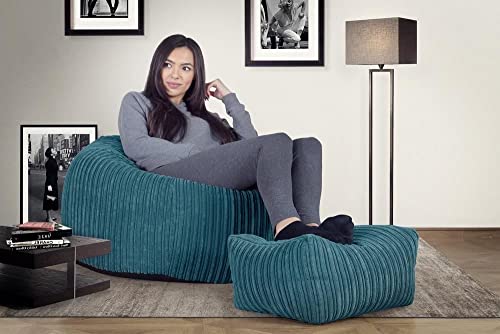 Lounge Pug, Kinder Sitzsack Gaming, Kindersessel, Cord Türkis – Bild 7