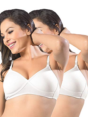 Image of SONARI Womens Non Padded Regular Cotton Bra | Wire-Free, Medium Coverage, Sewn-in Bump for Natural Lift, Polycotton Blend Fabric, Hook & Eye Closure, Adjustable Straps - Violet