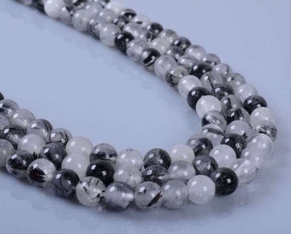 Perles de quartz rutilé noir 6mm LKBEADS pour création de bijoux