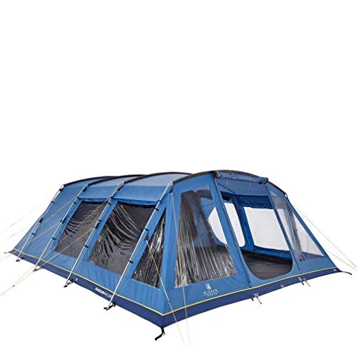 Hi Gear 8 Person Vanguard 8 Nightfall Tent with 2 Darkened Bedrooms and Large Living Area, 8 Man Family Tunnel Tent, Festival Essentials, Camping Equipment Accessories, Blue