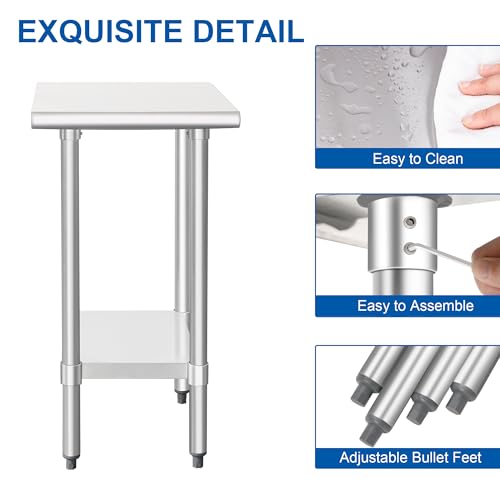 Image of HARDURA Stainless Steel Commercial Table 24x18 Inches