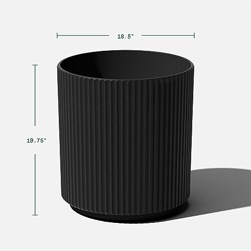 Image of Veradek Mason Series Demi Planter - Large Round Planter for Indoor or Outdoor Patio /Balcony | Made from Plastic & Concrete with Drainage Holes | Modern Decor for Flowers, Trees, Tall Plants