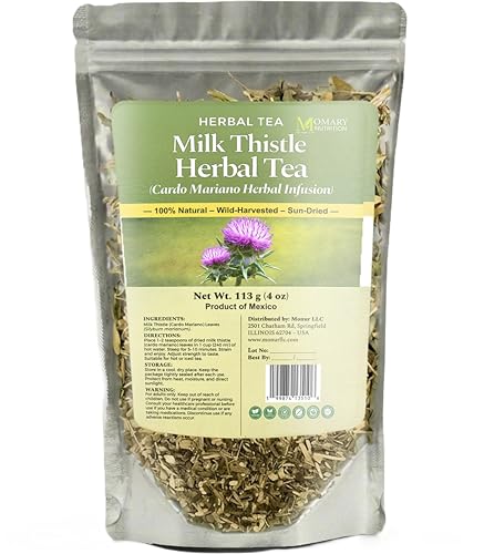 Milk Thistle Herbal Tea Cardo Mariano (Silybum marianum) Jumbo Size - Net Wt. 113 g (4 oz) 100% Natural Sun-Dried Wildcrafted No Additives No Preservatives Traditional Caffeine-Free Herbal Infusion