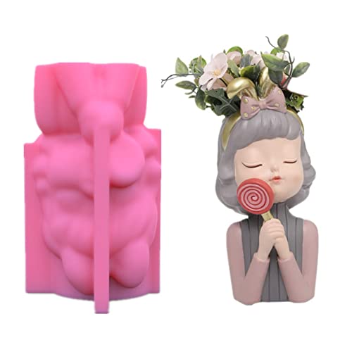 DIY Silicone Cute Girl Flower Pot Storage Box Mold for Succulent Plants Decor